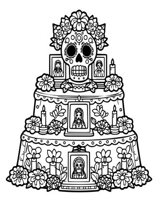 Ofrenda Altar - Free printable coloring page