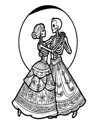 Skeleton Couple - Free printable coloring page