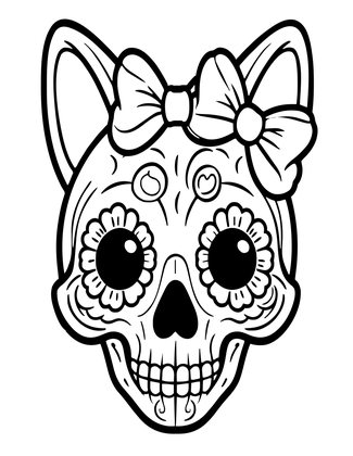 Sugar Skull Kitten - Free printable coloring page