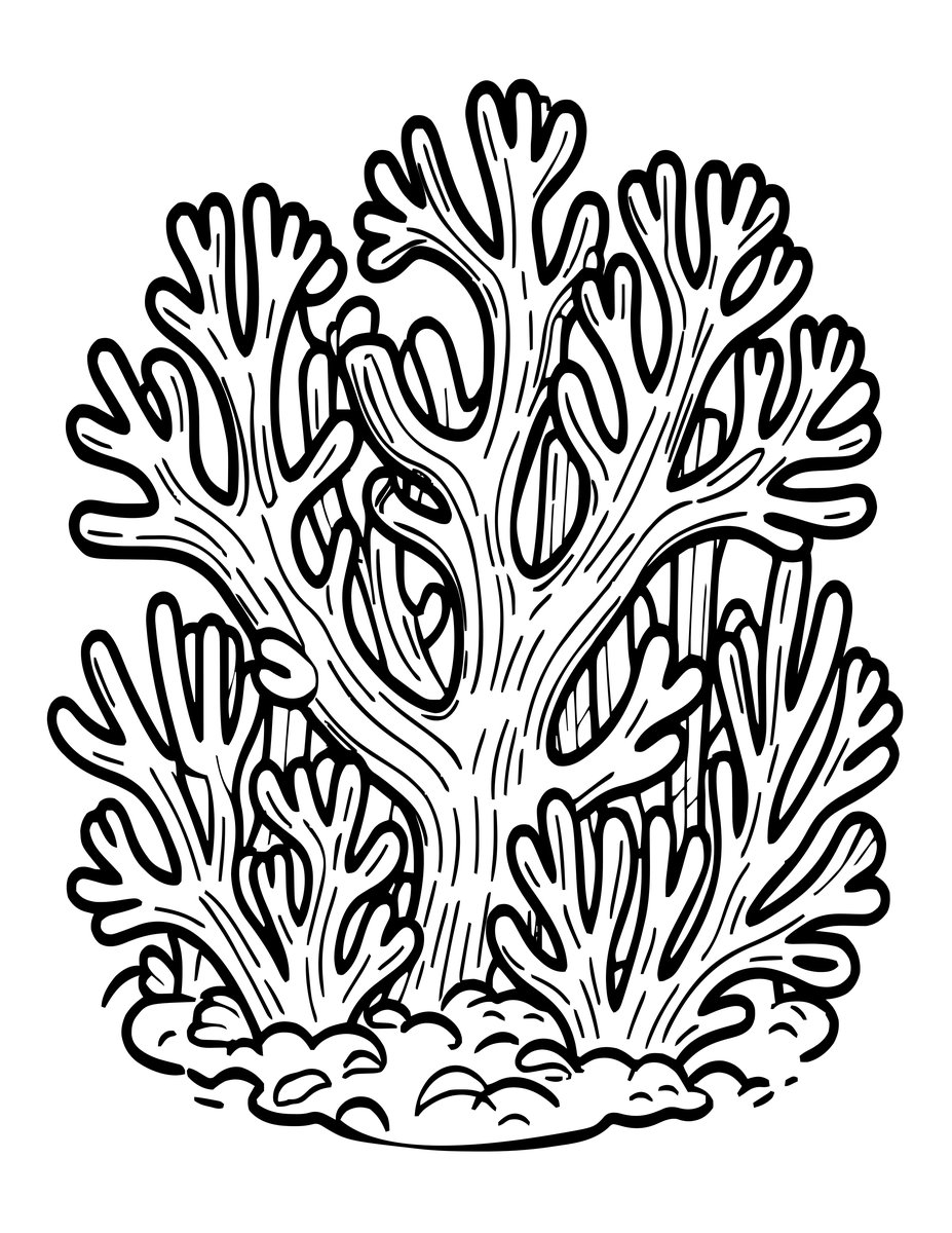 Deep Sea Coral Garden - free printable coloring page