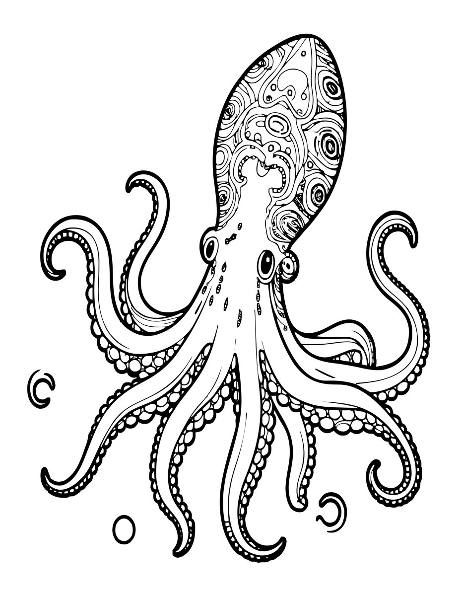Giant Squid - free printable coloring page
