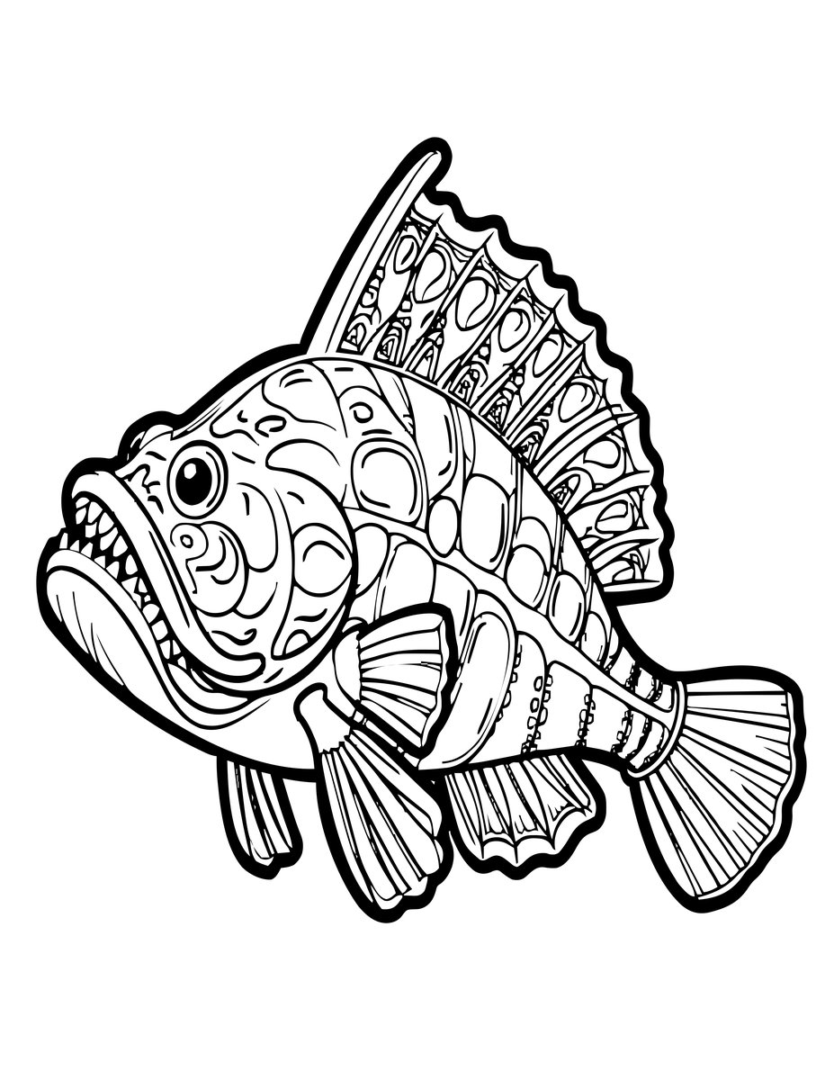 Deep Sea Dragonfish - free printable coloring page