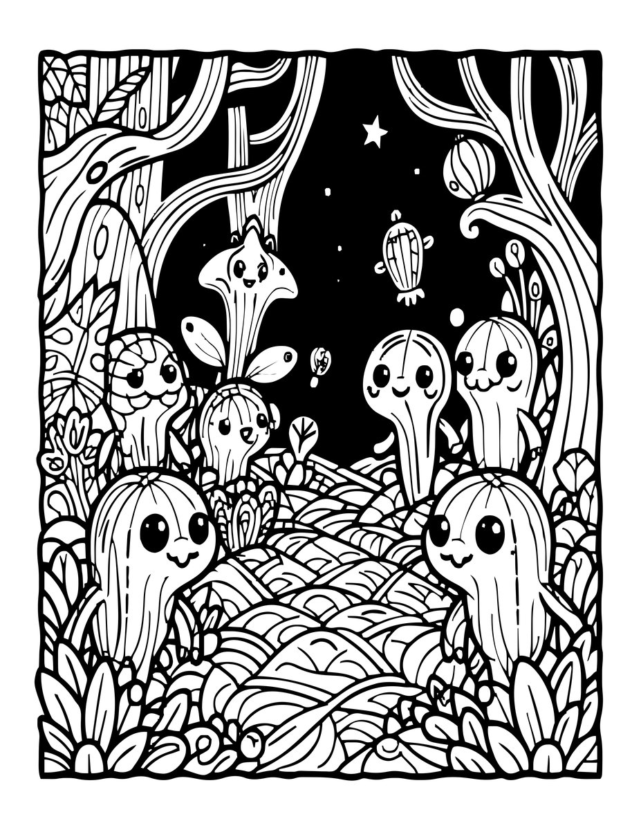Midnight Zone Scene - free printable coloring page