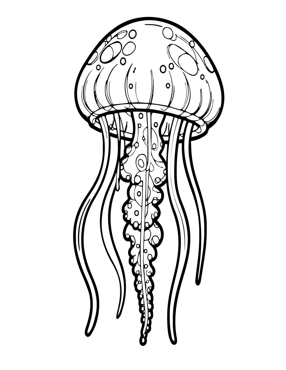 Bioluminescent Jellyfish - free printable coloring page