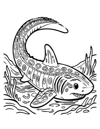 Deep Sea Shark - Free printable coloring page