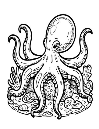 Deep Sea Octopus - Free printable coloring page