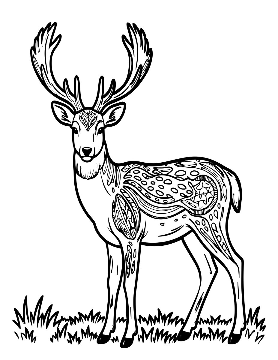 Fallow Deer - free printable coloring page