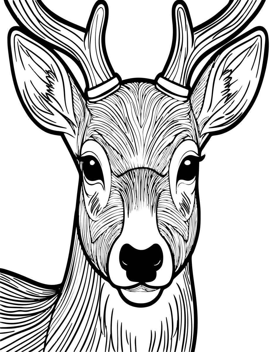 Deer Portrait - free printable coloring page