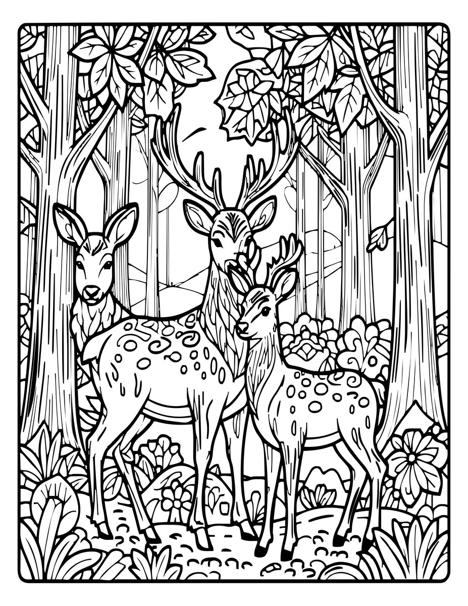 Stag and Doe - free printable coloring page