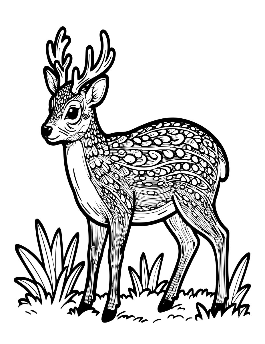 Muntjac - free printable coloring page