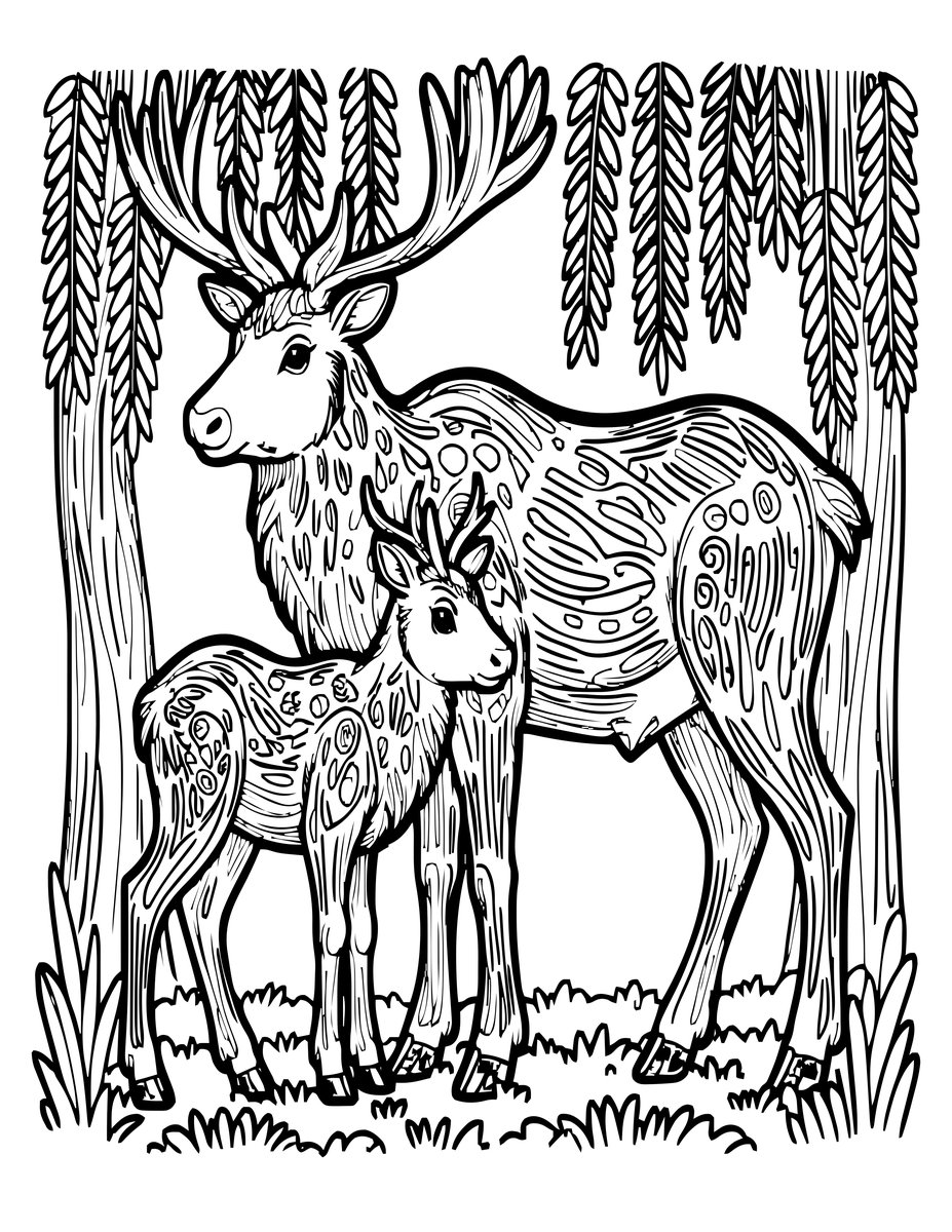 Elk Calf - free printable coloring page