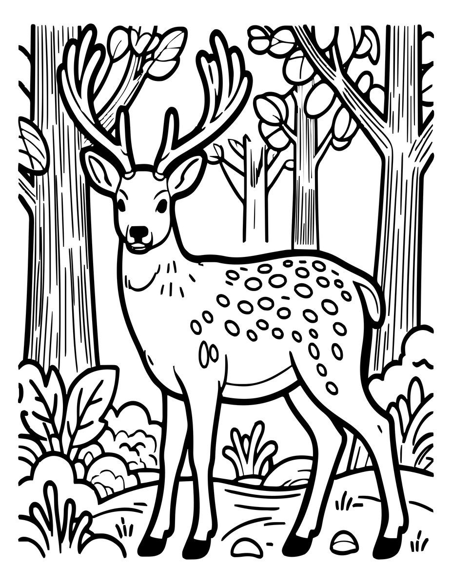 Sika Deer - free printable coloring page