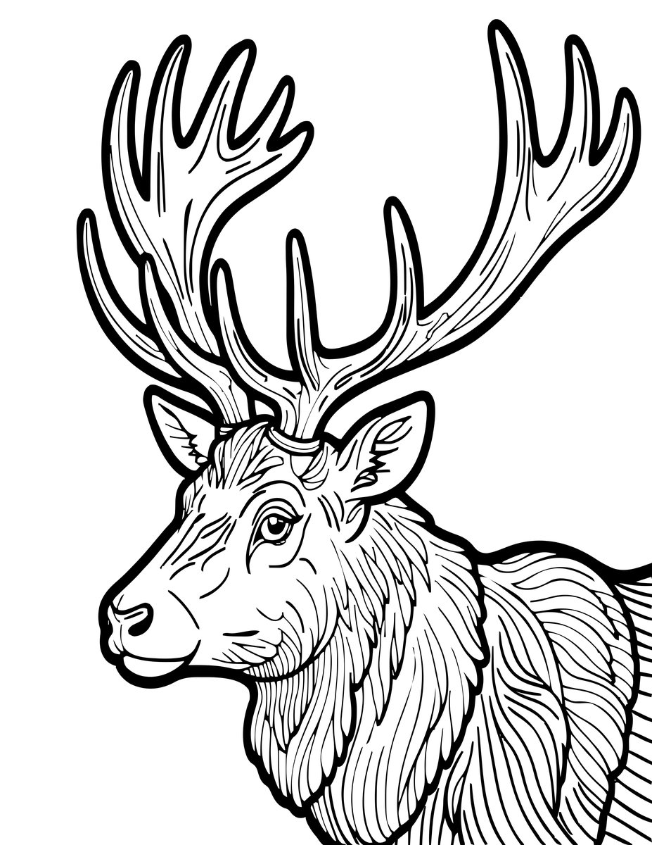 Stag Antlers Close-up - free printable coloring page