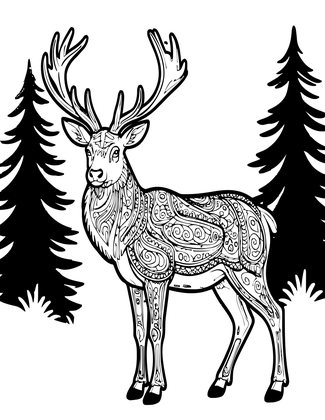 Stag in Mist - Free printable coloring page