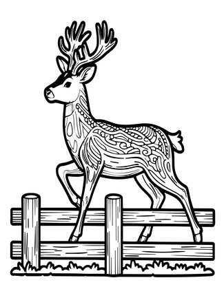 Deer Leaping - Free printable coloring page