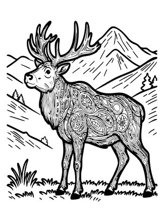 Bull Elk Bugling - Free printable coloring page