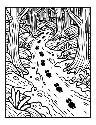 Deer Tracks - Free printable coloring page