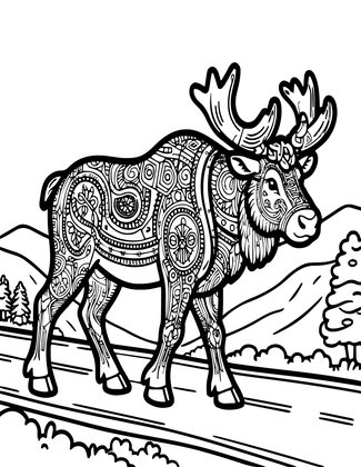Wapiti Crossing - Free printable coloring page