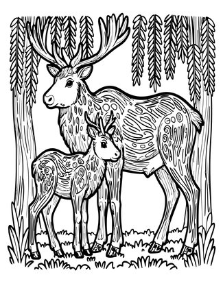 Elk Calf - Free printable coloring page