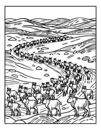 Caribou Migration - Free printable coloring page