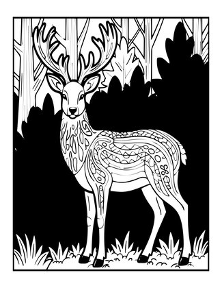 Deer in Autumn Forest - Free printable coloring page