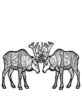 Elk Sparring - Free printable coloring page