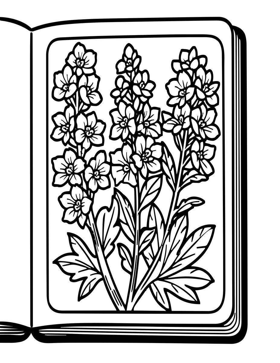 Larkspur Pressed - free printable coloring page