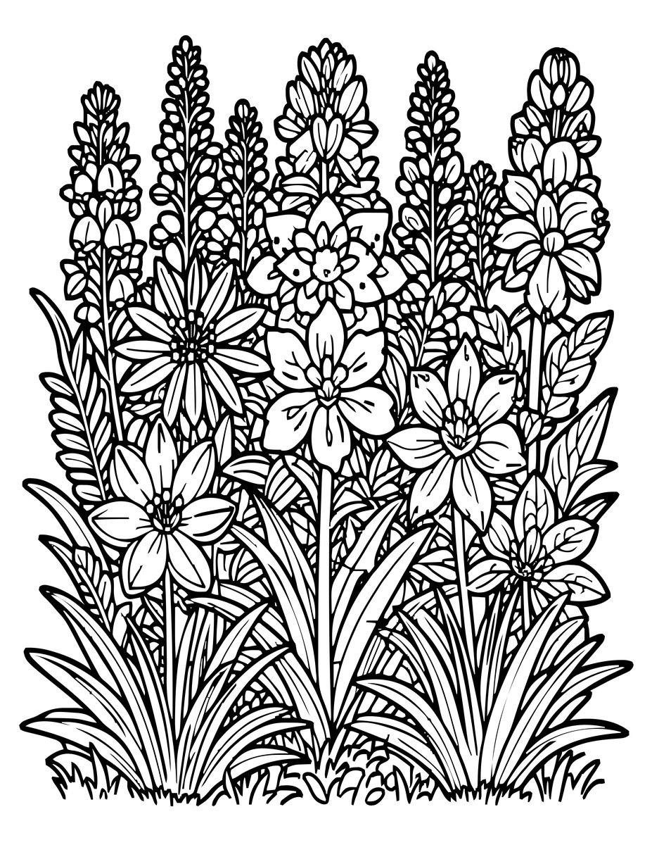 Larkspur Patch - free printable coloring page