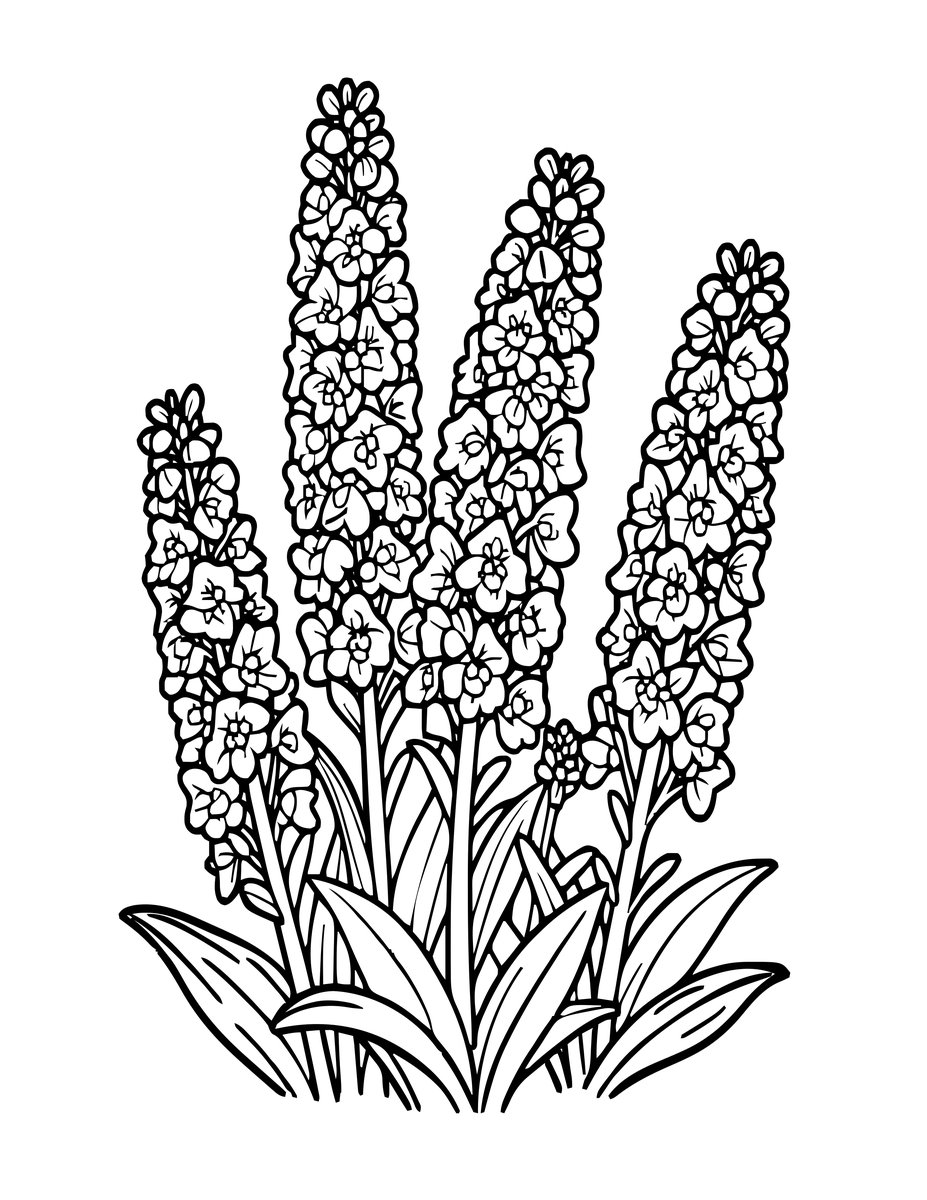 Larkspur Waving - free printable coloring page