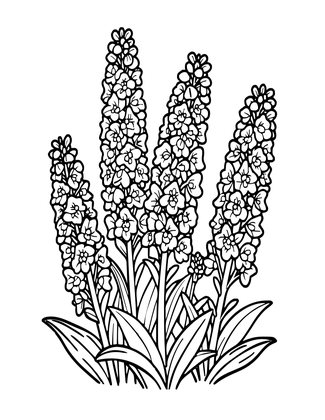 Larkspur Waving - Free printable coloring page