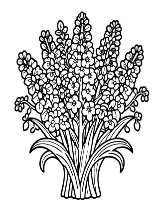 Larkspur Bouquet - Free printable coloring page