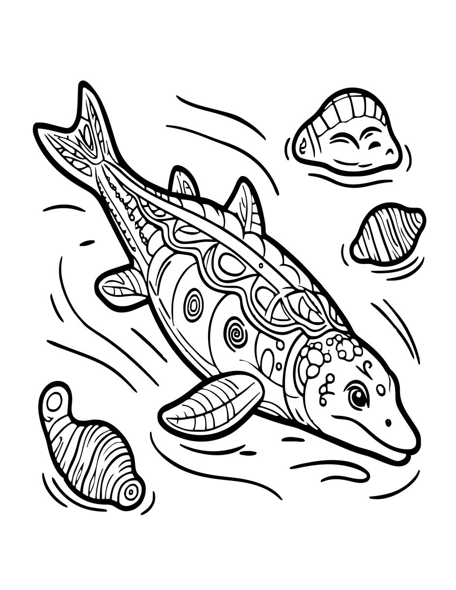 Plesiosaurus - free printable coloring page