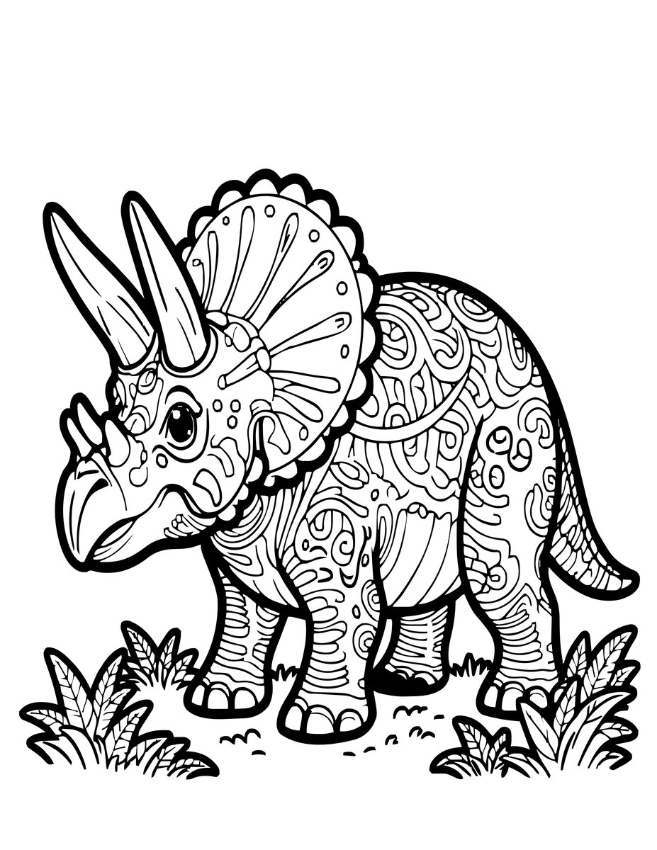 Triceratops - free printable coloring page