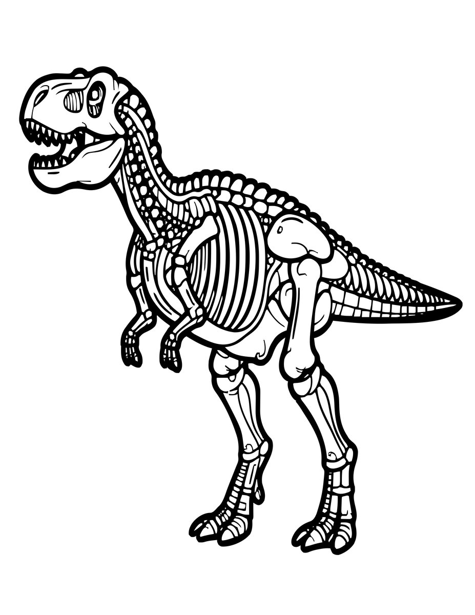 Dino Skeleton - free printable coloring page