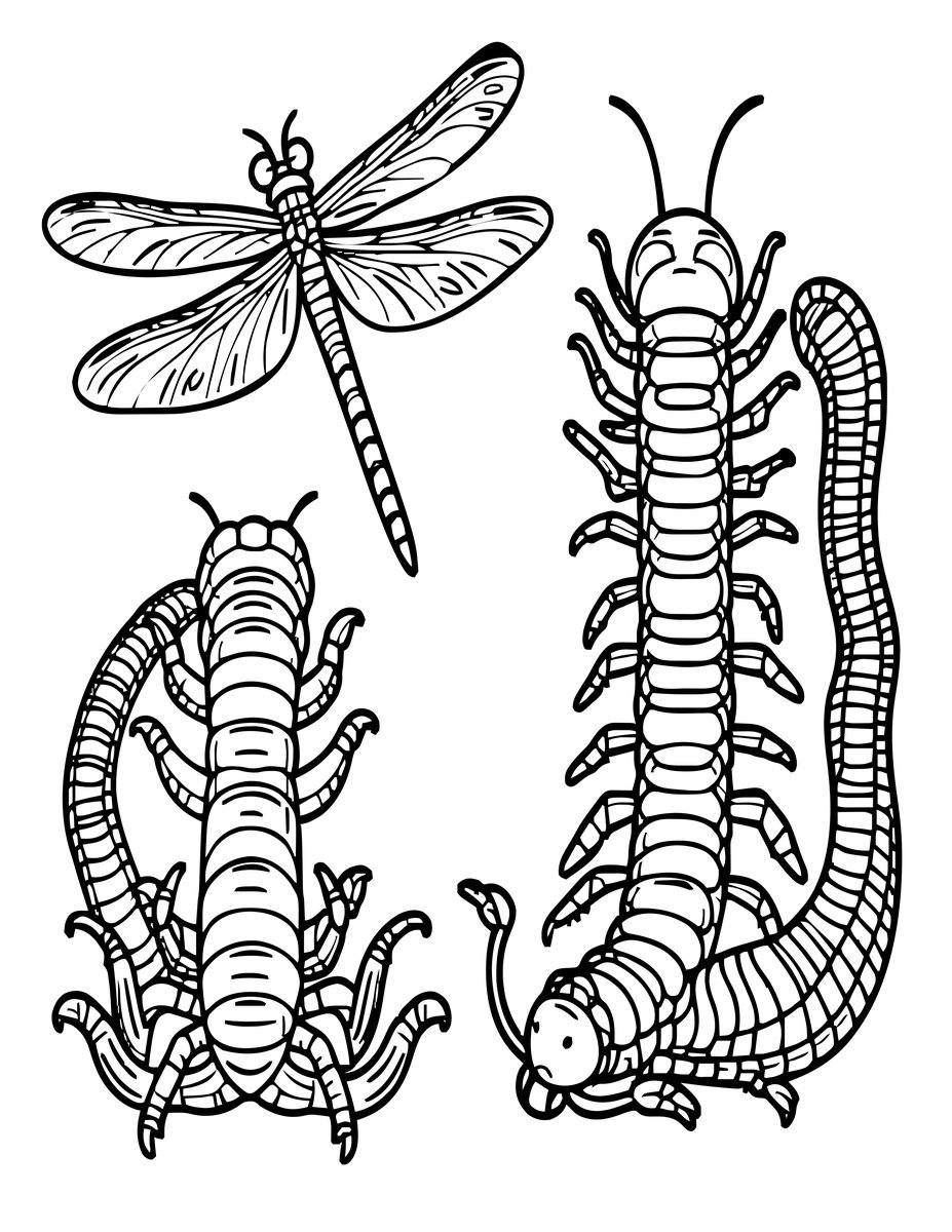 Prehistoric Insects - free printable coloring page