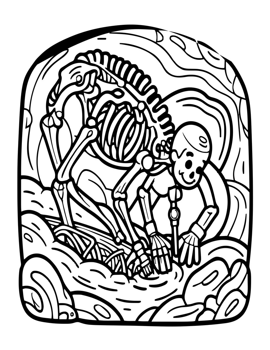 Fossil Discovery - free printable coloring page
