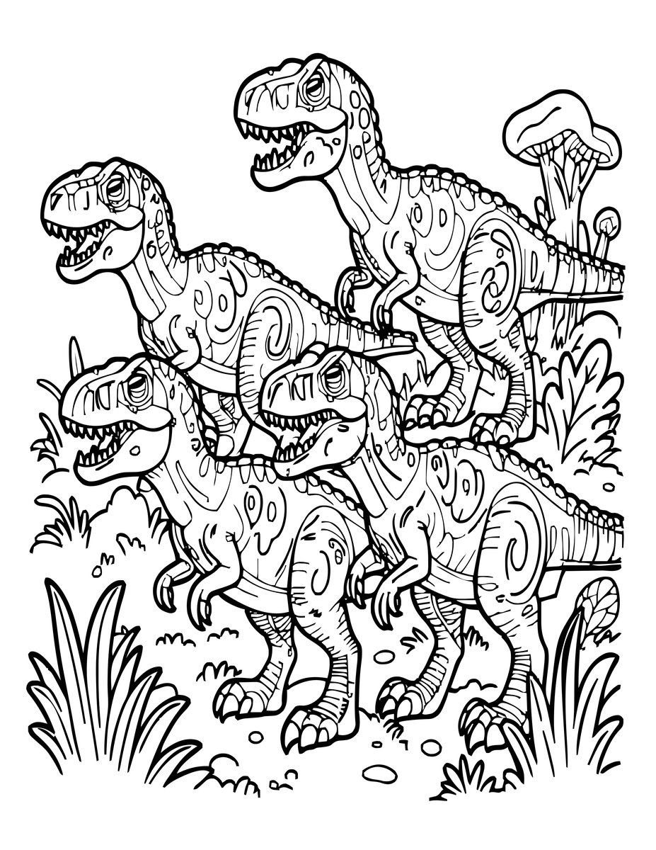 Velociraptor Pack - free printable coloring page