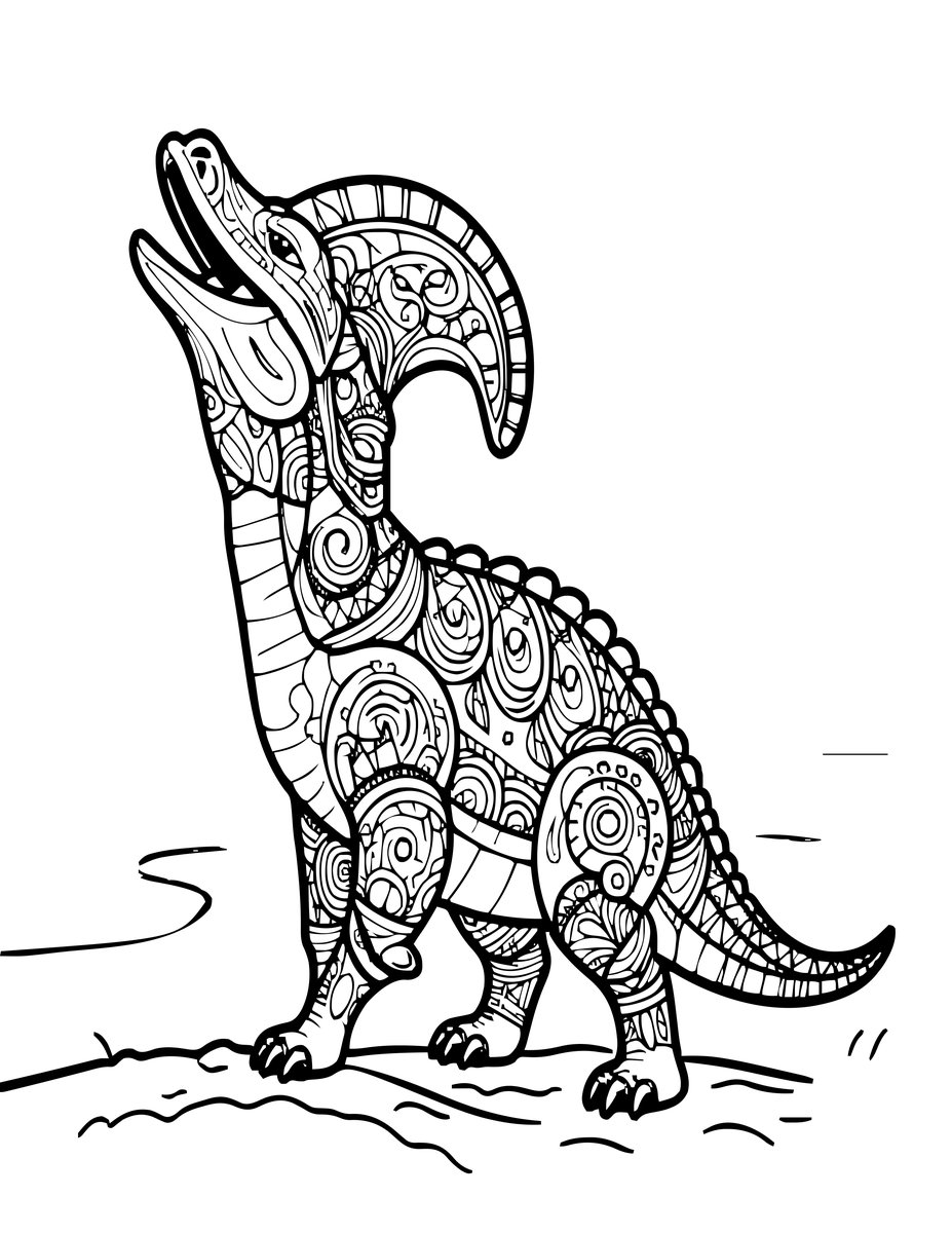 Parasaurolophus - free printable coloring page