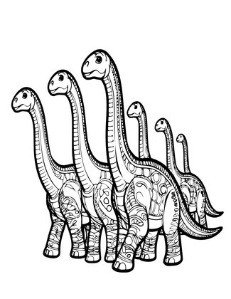 Diplodocus Herd - Free printable coloring page