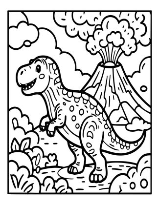 Prehistoric Volcano - Free printable coloring page