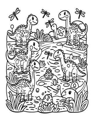 Prehistoric Swamp - Free printable coloring page