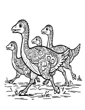 Gallimimus Stampede - Free printable coloring page