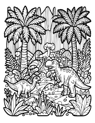 Jurassic Forest - Free printable coloring page