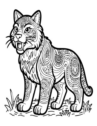 Saber-Tooth Tiger - Free printable coloring page