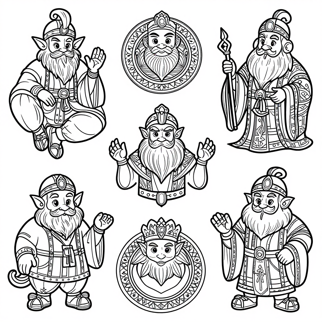 Djinn Genies coloring pages collection - 30 free printable pages