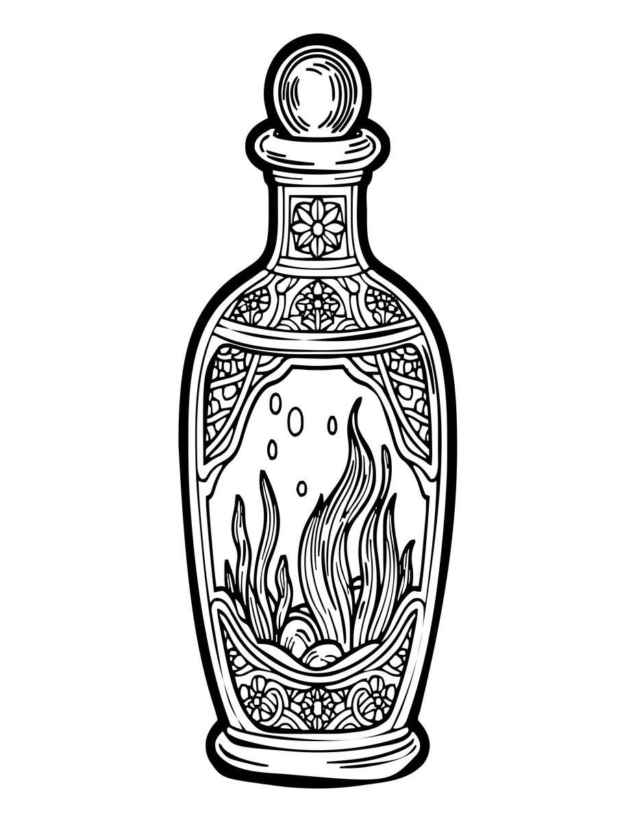 Brass Bottle - free printable coloring page
