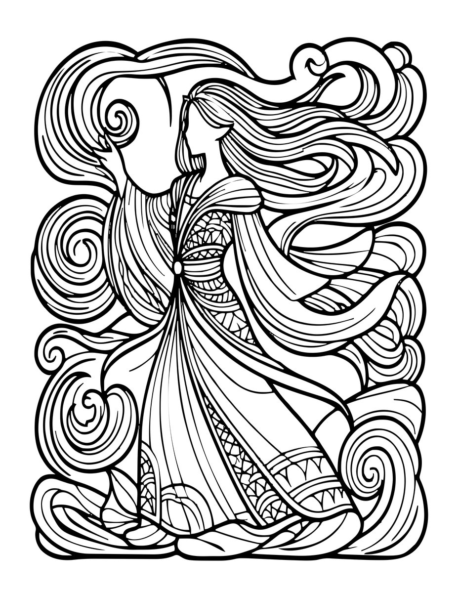 Wind Djinn - free printable coloring page