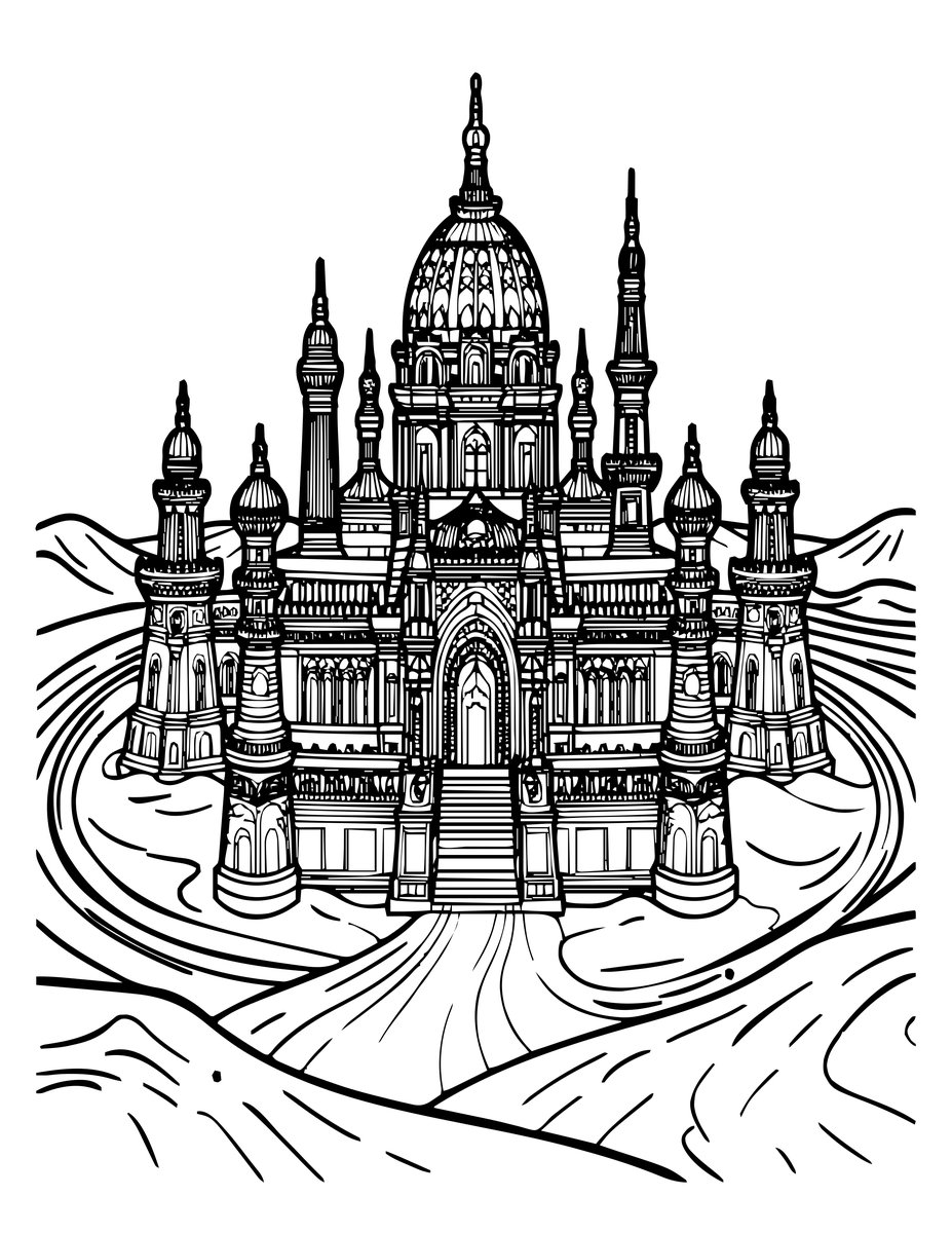 Desert Palace - free printable coloring page