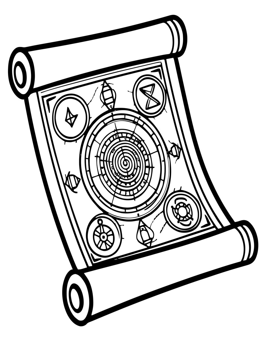Ancient Scroll - free printable coloring page
