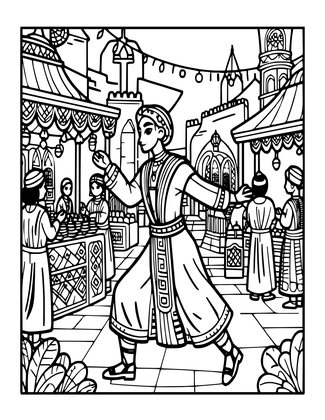 Night Market - Free printable coloring page